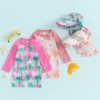 Tregren 0-3Y Toddler Girls Swimsuit with Swim Cap 3