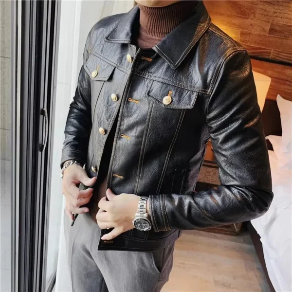 3XL-M New Motorcycle Pilot Leather Jacket 4
