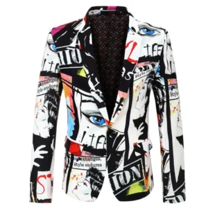 Tide Mens Fashion Print Blazer