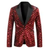 Fashion Men Luxurious Sequin Plaid Suit Jacket 4