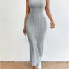 Backless Knit Bodycon Long Dress 3
