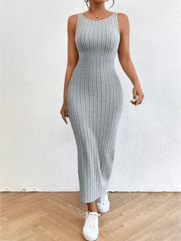 Backless Knit Bodycon Long Dress 3