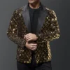Fashion Men Luxurious Sequin Plaid Suit Jacket
