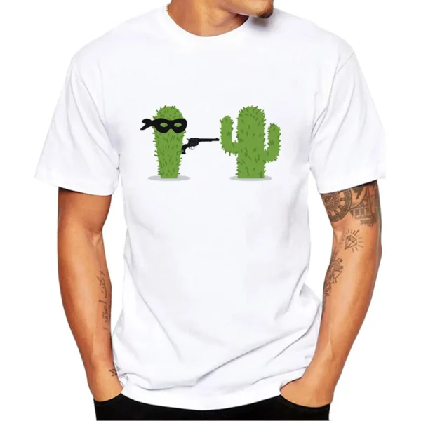 Cactus Funny Men Collar T Shirt 3