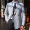 2023 British Style Men Blazers Double Breasted Casual Suit 2