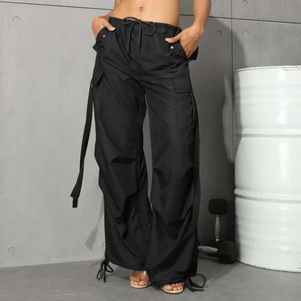 Y2K Street 90s Flap Pocket Drawstring Cargo Pants 2