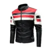 Men Stand Collar Moto Leather Jackets 4