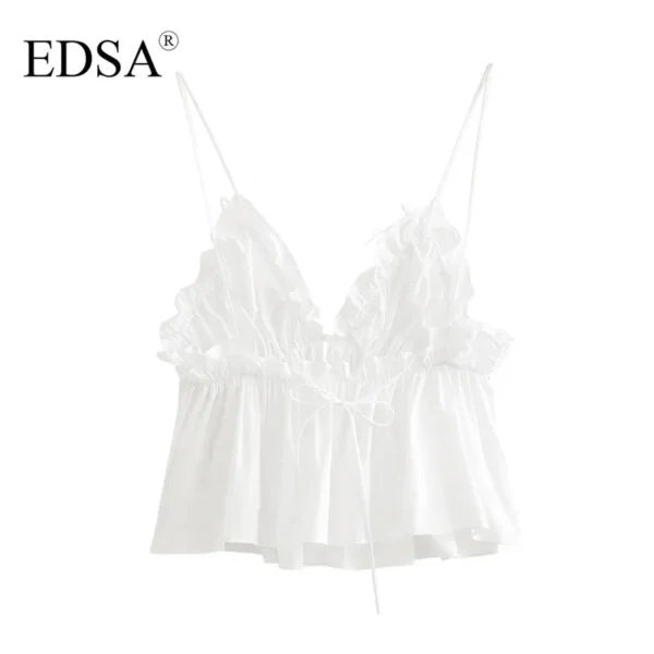 EDSA Women Deep V-neck Cropped Blouse 5