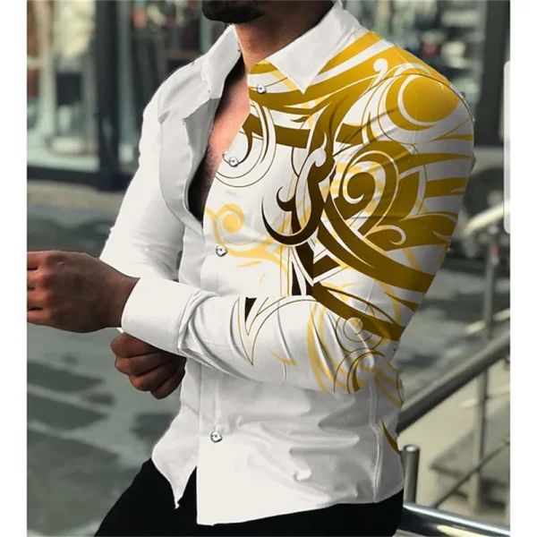 Men's Luxury Gold High Quality Long Sleeve Shirt 3