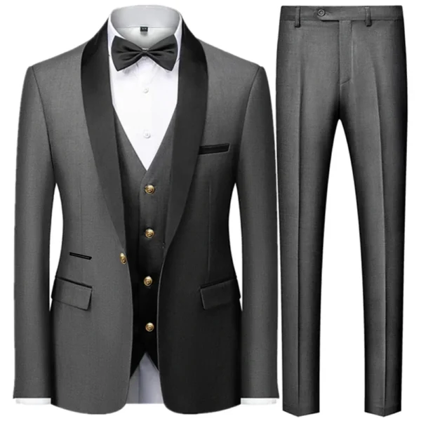 Men's British Style Slim Suit 3 Piece Set Jacket Vest Pants