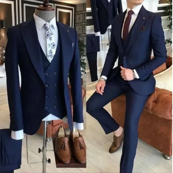 Groom Wear 3 Pieces Gray Men Suits 3
