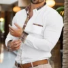 Men's Casual Plaid Striped Patchwork Shirt 5
