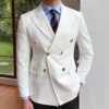 2023 British Style Men Blazers Double Breasted Casual Suit 4