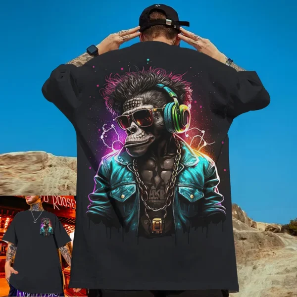 Animal T-Shirts For Men 3d Hip-Hop Monkey Print T-Shirt 3