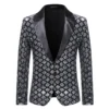 Fashion Men Luxurious Sequin Plaid Suit Jacket 3