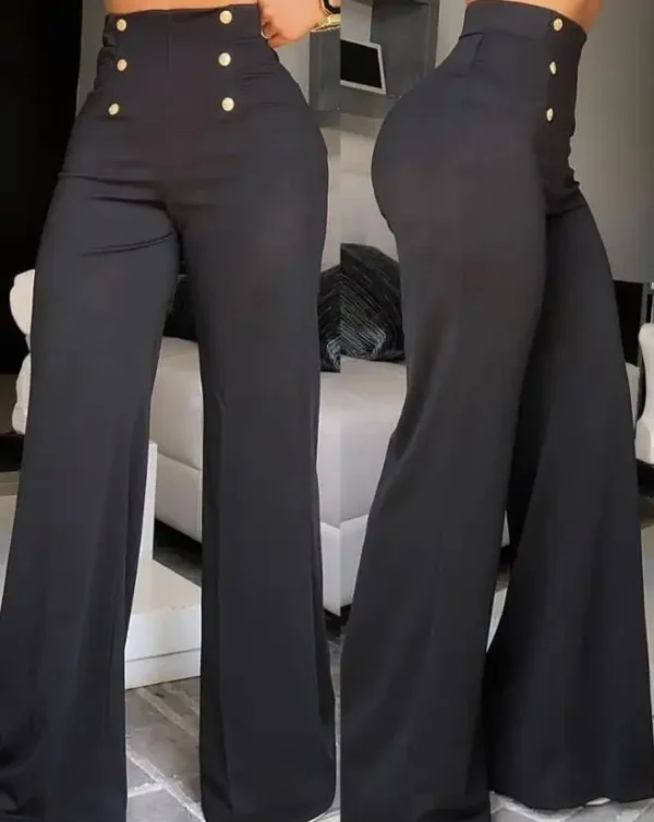 Elegant High Waist Wide Leg Bootcut Pants 2023 Summer European & American Fashion Simple Women's Flared Trousers 4
