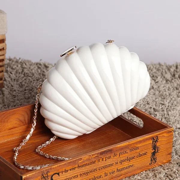 White Acrylic Seashell Shape Women's Handbags 2