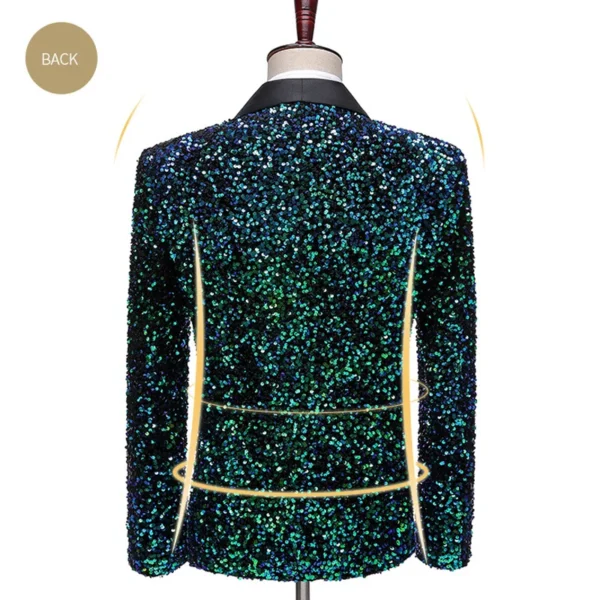 Shiny Green Sequins Bling Glitter Blazer 2