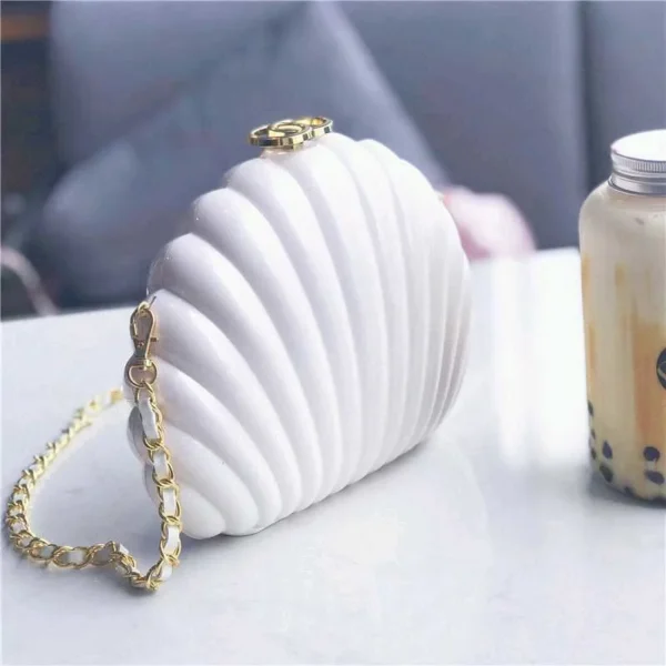 White Acrylic Seashell Shape Women's Handbags 6